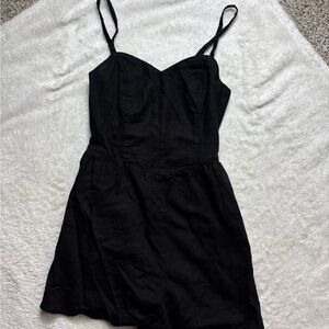 Old Navy Black Linen Blend Sleeveless Romper